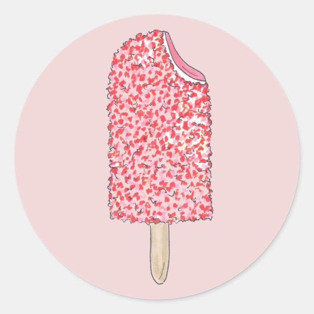 Pink Strawberry Eclair Ice Cream Popsicle Stickers (Front)