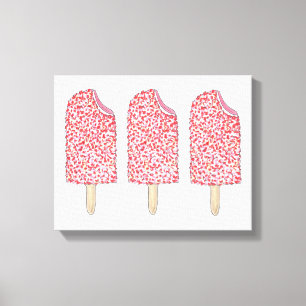 Pink Strawberry Eclair Popsicles Popsicle Art Canvas Print
