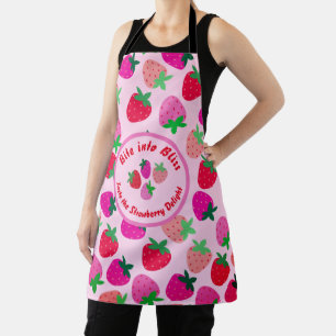 pink strawberry field summer bakery nature fruit apron