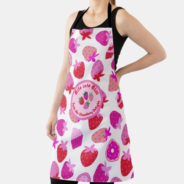 pink strawberry field summer bakery nature fruit apron (Insitu)