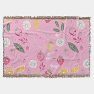 Pink Strawberry & Floral Fleece Blanket