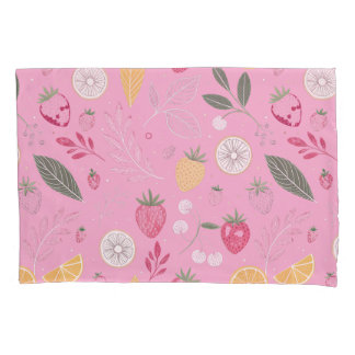 Pink Strawberry & Floral Pair of Pillowcases