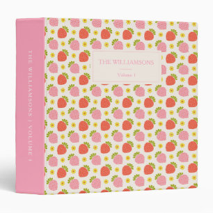 Pink Strawberry Floral Personalized Family Photo Binder