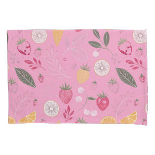 Pink Strawberry & Floral Pillowcase