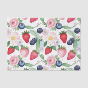 Pink Strawberry flowers Birthday Party for her Tissue Paper