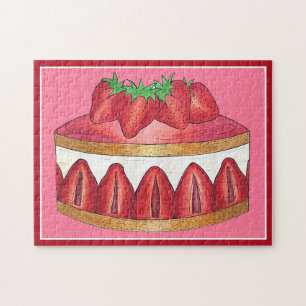 Pink Strawberry Fraisier Cake French Pastry Chef Jigsaw Puzzle