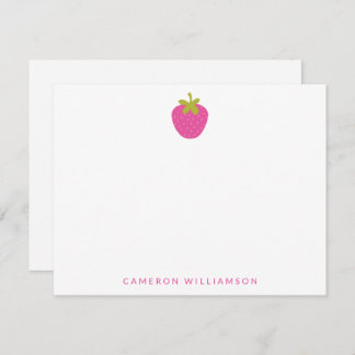 Pink Strawberry Fruit Personalized Stationery Card