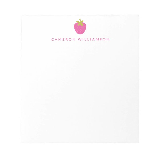 Pink Strawberry Fruit Personalized Stationery  Notepad (Front)
