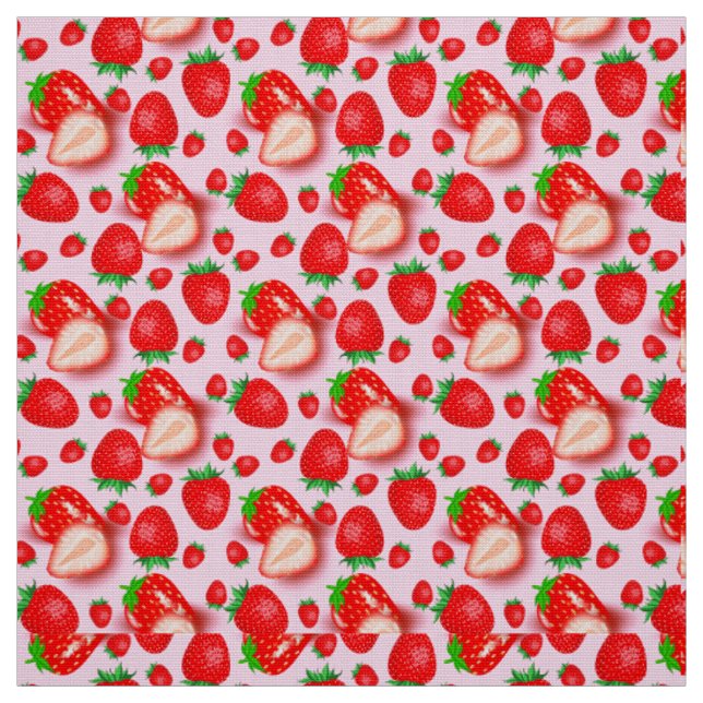 Pink  Strawberry  Fruit Themed Fabric (Swatch)