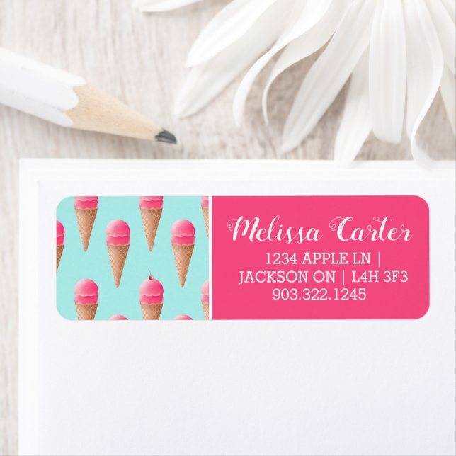 Pink Strawberry Ice Cream Cone Pattern, Blue (Insitu)