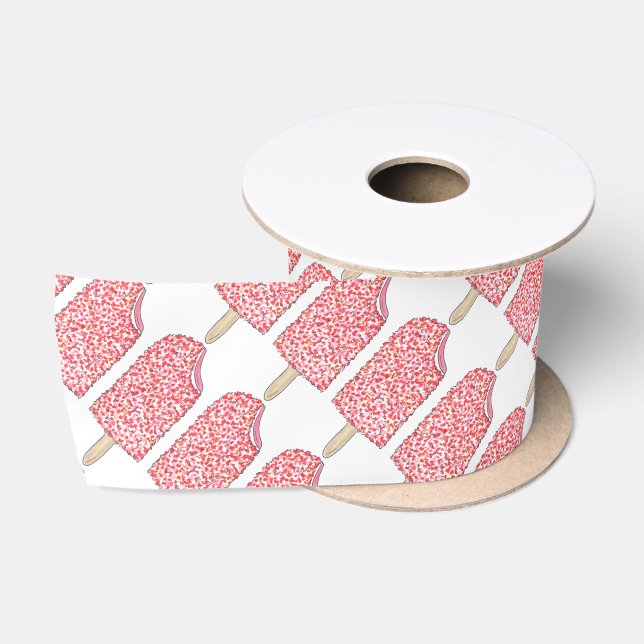 Pink Strawberry Ice Cream Eclair Popsicle Ribbon Satin Ribbon (Spool)