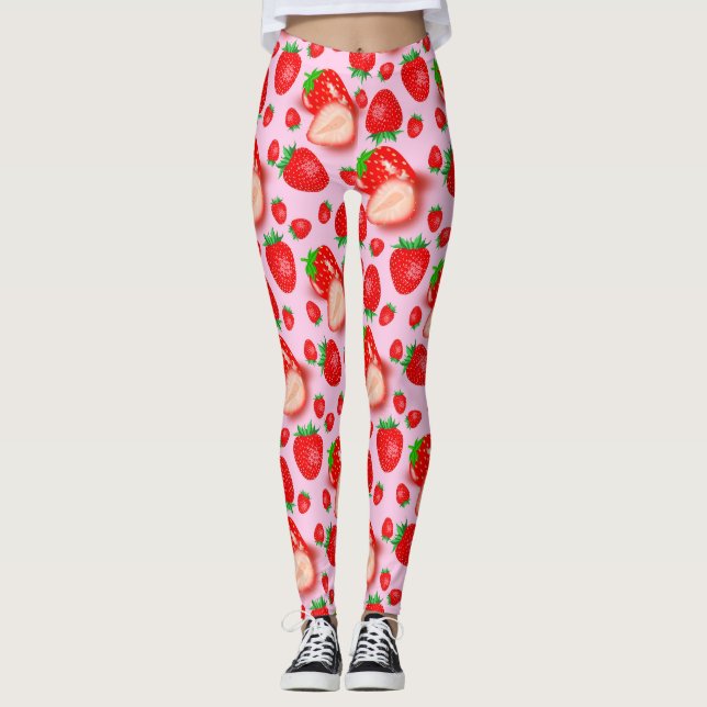 Pink Strawberry  Leggings (Front)
