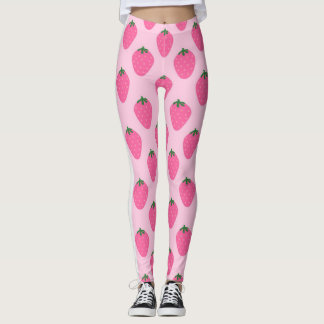 pink strawberry leggings