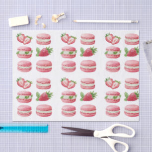 Pink Strawberry Macarons Pattern Tissue Paper
