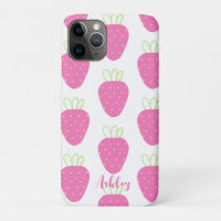 Pink Strawberry Minimalist Watercolor Fruit Fruit