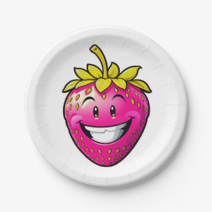 Pink Strawberry Paper Plate