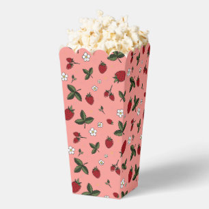 Pink Strawberry Party Favor Popcorn Box