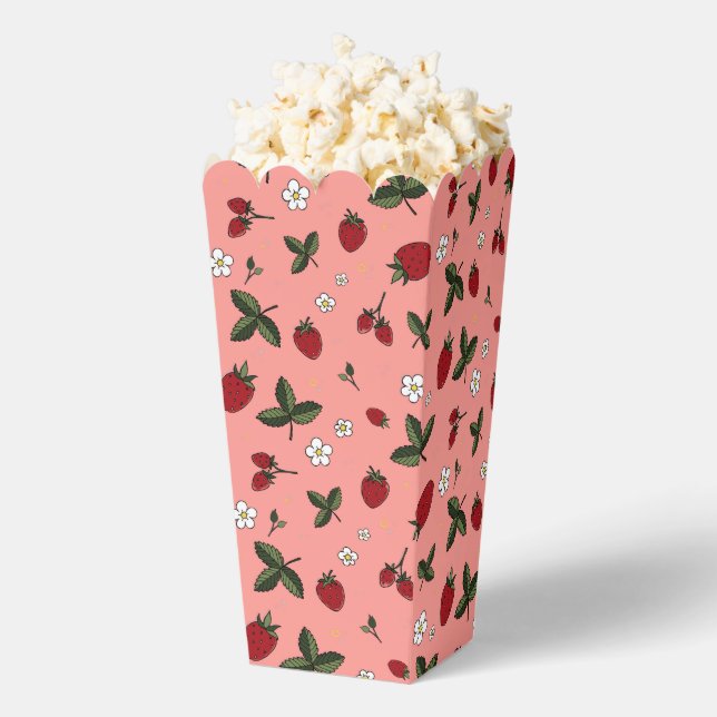 Pink Strawberry Party Favour Popcorn Box   (Popped)