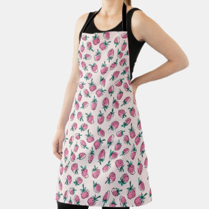 Pink strawberry pattern apron