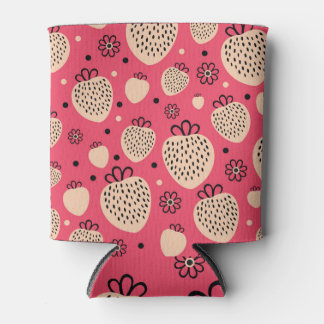 Pink strawberry pattern: seamless sweet design can cooler