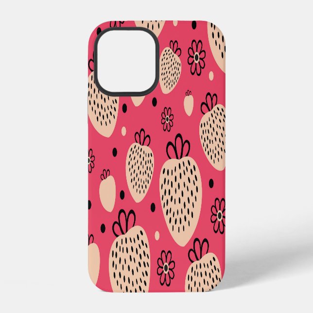 Pink strawberry pattern: seamless sweet design iPhone case (Back)