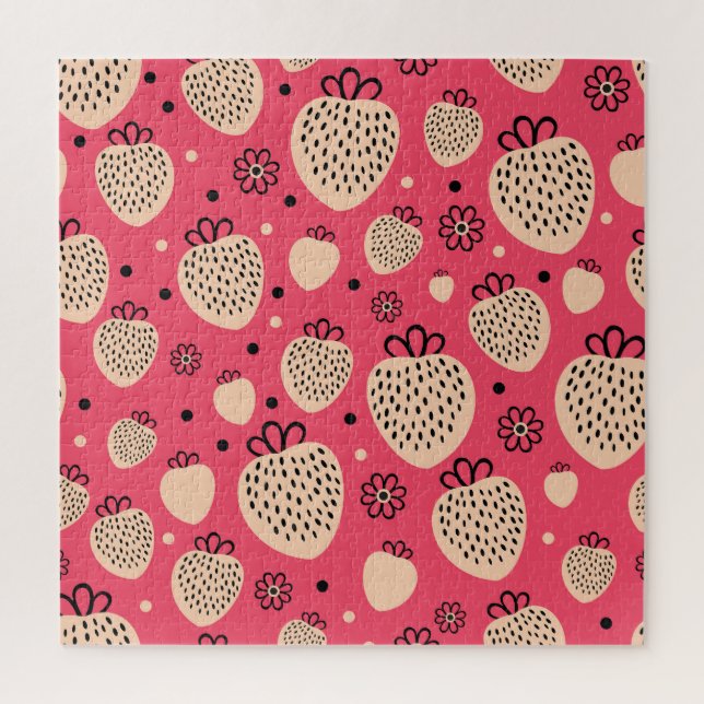 Pink strawberry pattern: seamless sweet design jigsaw puzzle (Vertical)