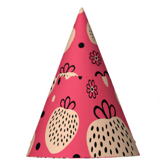 Pink strawberry pattern: seamless sweet design party hat