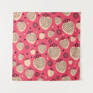 Pink strawberry pattern: seamless sweet design tapestry