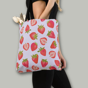 Pink Strawberry pattern Tote Bag