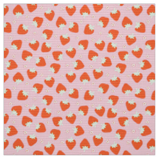 Pink Strawberry Print Fabric