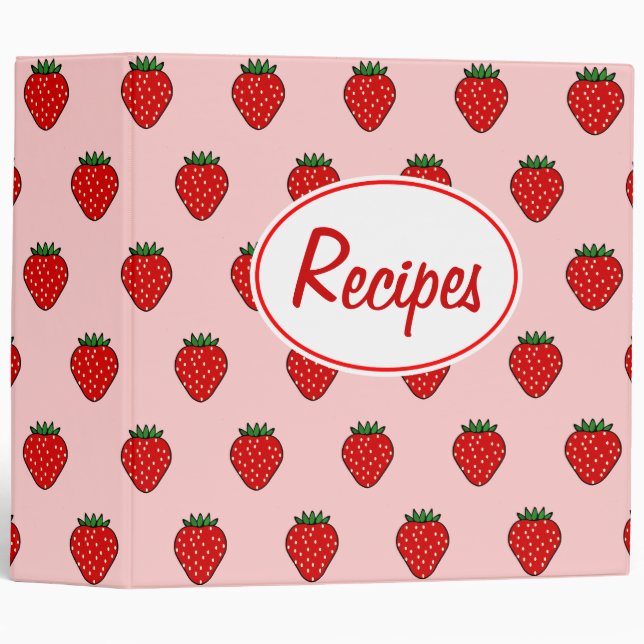 Pink Strawberry Recipe Binder (Front/Spine)
