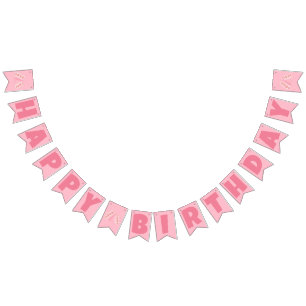 Pink Strawberry Sandwich Happy Birthday Bunting Flags