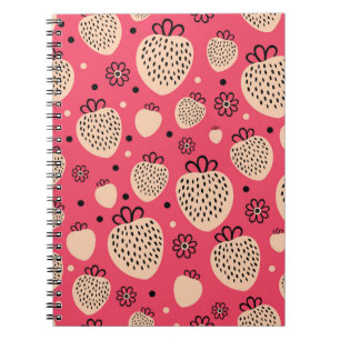 pink strawberry seamless pattern notebook