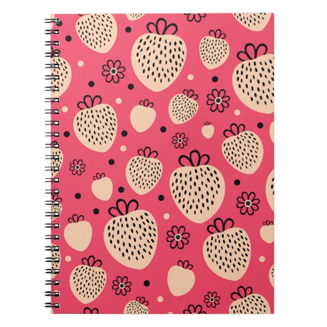 pink strawberry seamless pattern notebook (Front)