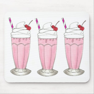 Pink Strawberry Shake Ice Cream Milkshake Foodie Mouse Pad