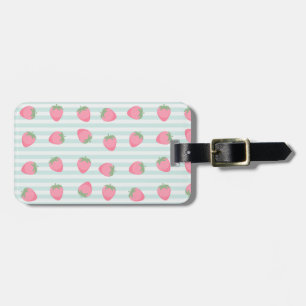  Pink Strawberry Stripes Luggage Tag