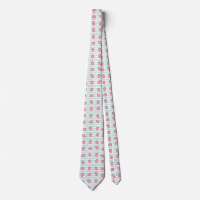  Pink Strawberry Stripes Tie (Front)
