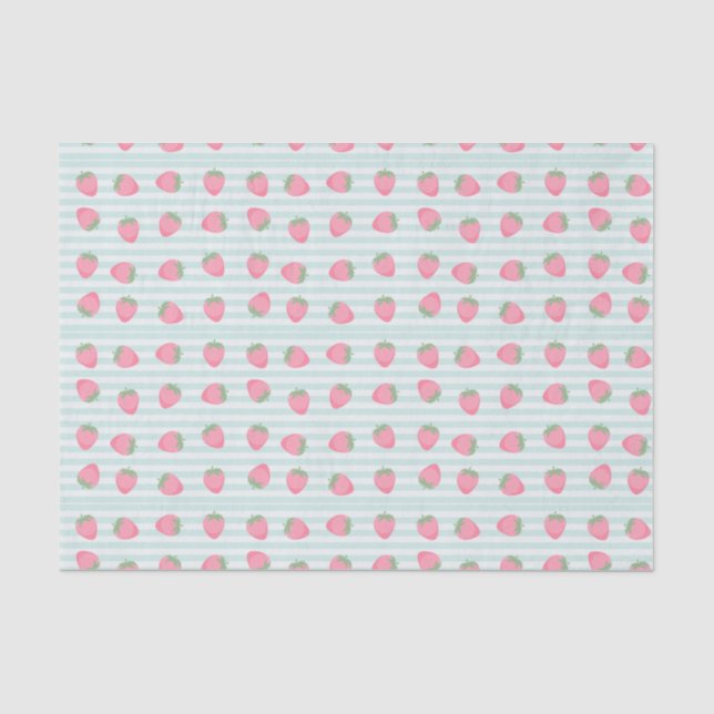  Pink Strawberry Stripes Tissue Paper (Front)