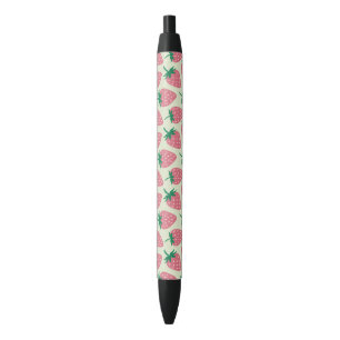 Pink Strawberry Summer Pattern Black Ink Pen