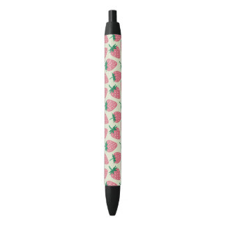 Pink Strawberry Summer Pattern Black Ink Pen