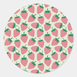 Pink Strawberry Summer Pattern Classic Round Sticker
