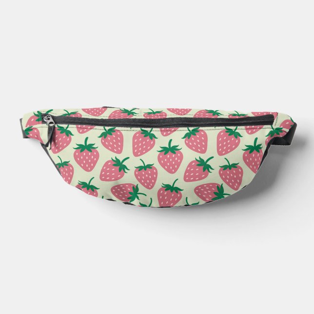 Pink Strawberry Summer Pattern Fanny Pack (Lay Down)