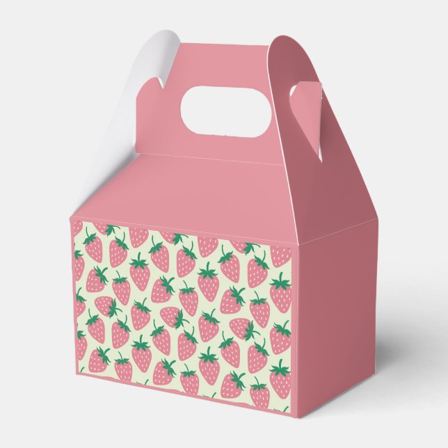 Pink Strawberry Summer Pattern Favor Box (Front Side)