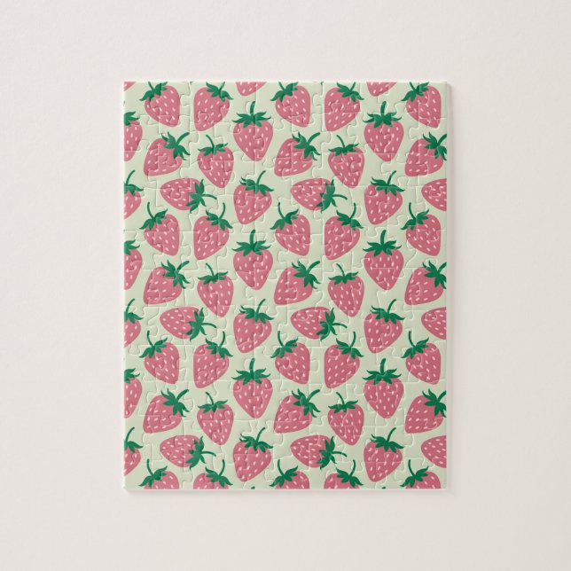 Pink Strawberry Summer Pattern Jigsaw Puzzle (Vertical)