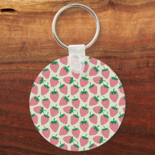Pink Strawberry Summer Pattern Keychain