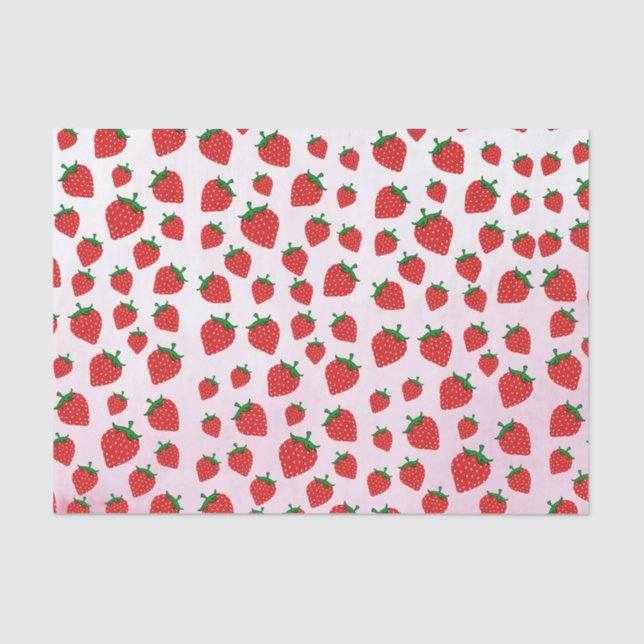 Pink Strawberry Summer Pattern  Tissue Paper (Front)