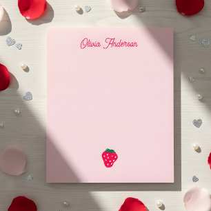 Pink Strawberry Valentines Day Personalized Name Notepad