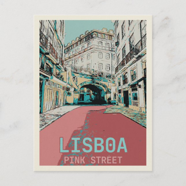 Pink Street, Cais do Sodré, Lisbon - Charming Postcard (Front)