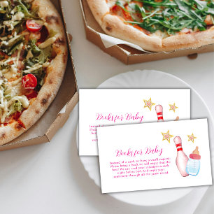 Pink Strike Up Bowling Books For Baby Shower  Enclosure Card