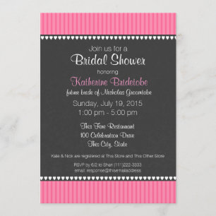 Pink Stripe and Chalk Board Bridal Shower Invitation